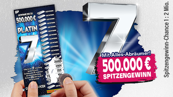 Darstellung des silber-blauen Rubbelloses Platin 7 Darstellung des silber-blauen Rubbelloses Platin 7
