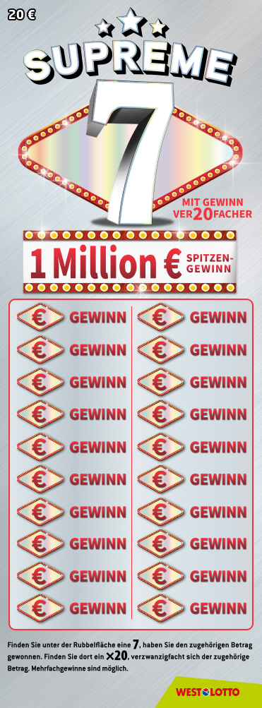 Abbildung spielschein Rubbellos Supreme 7 Abbildung spielschein Rubbellos Supreme 7