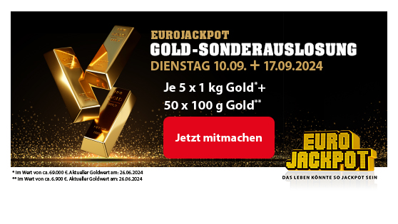 grafische Darstellung der Goldbarren, die bei der Sonderauslosung gewonnnen werden können.