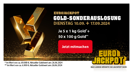 grafische Darstellung der Goldbarren, die bei der Sonderauslosung gewonnnen werden können.