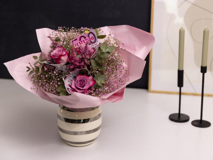 Pinker Blumenstrauß mit Rubbellosen | Bastel-Idee